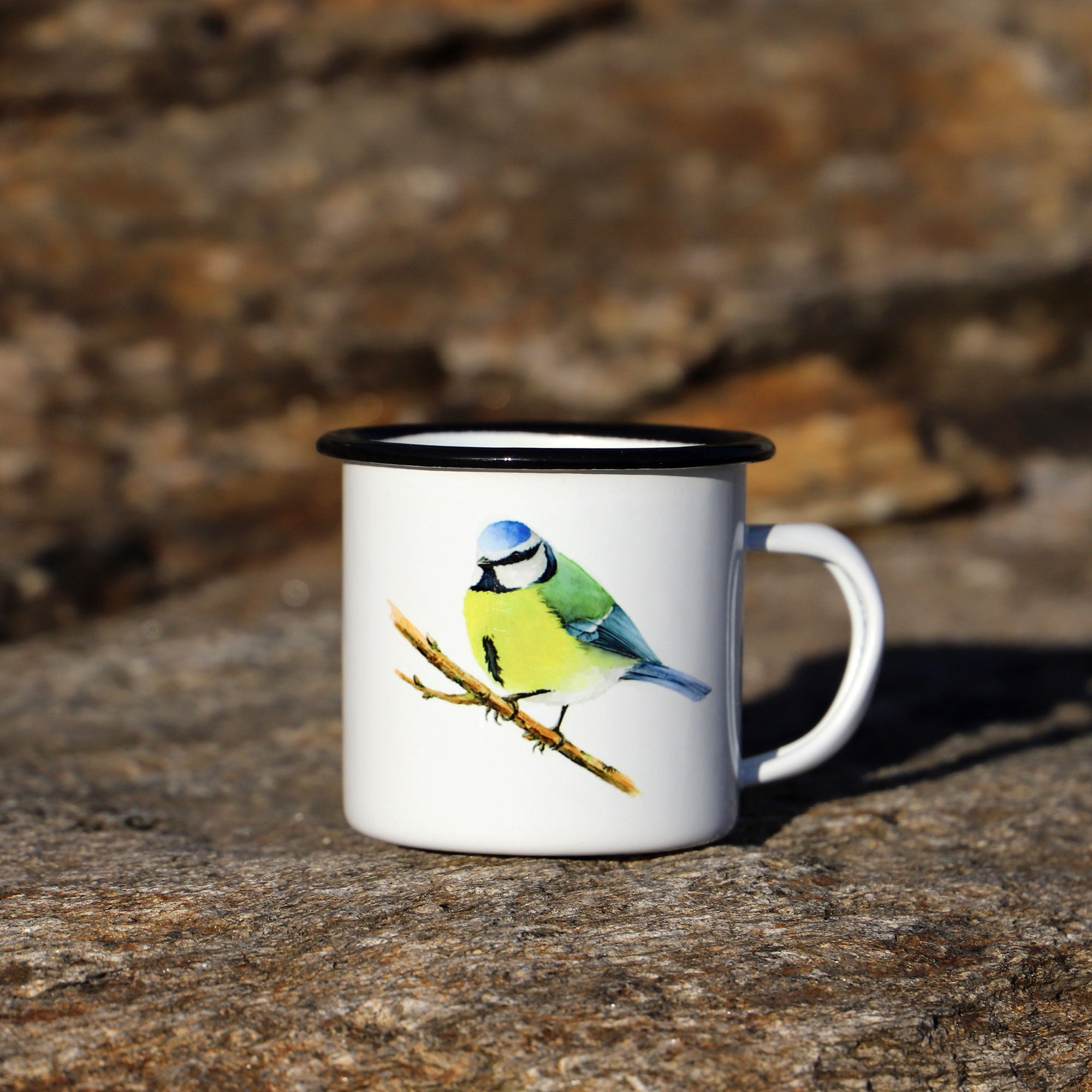 Enamel mug with Bluetit