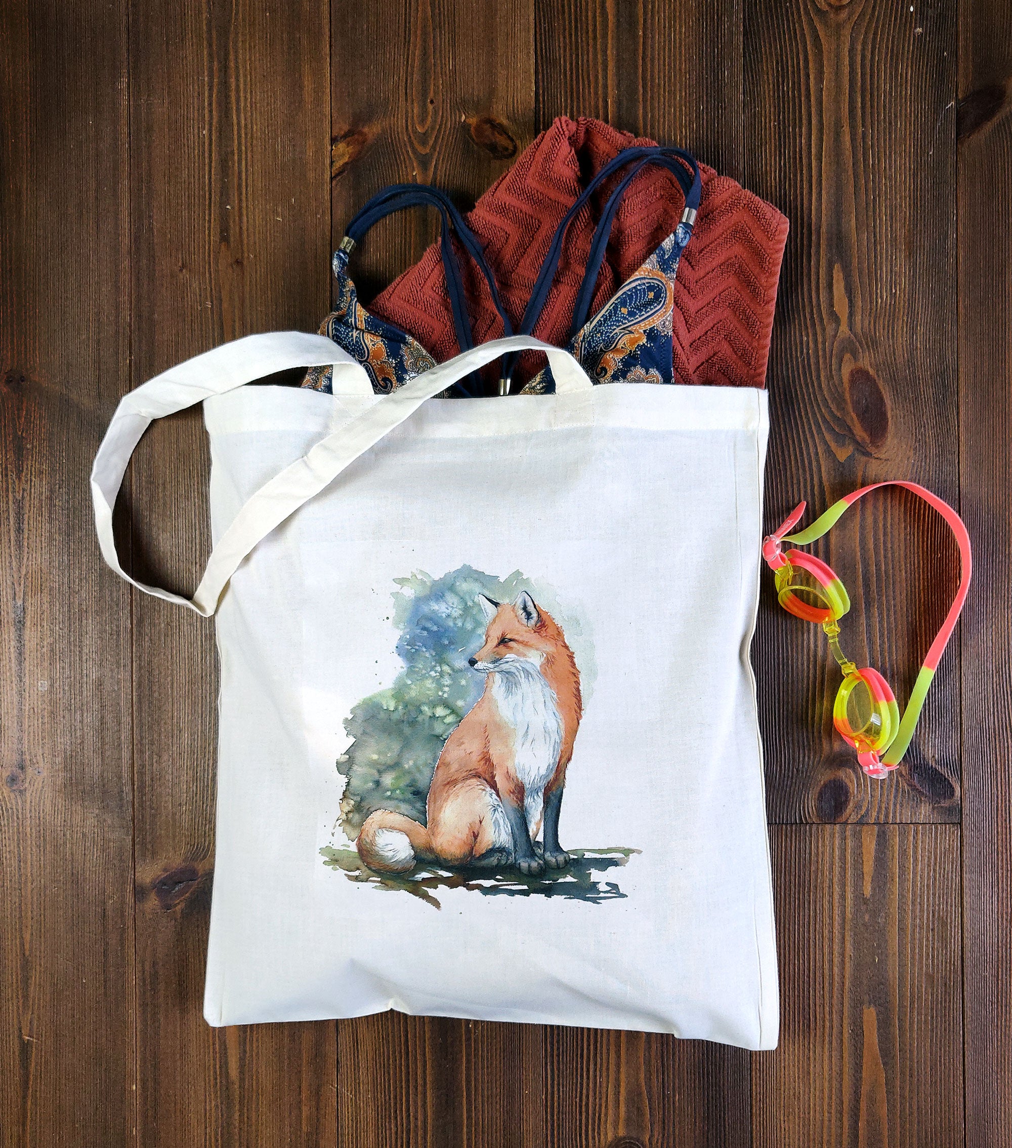 Tote bag with fox